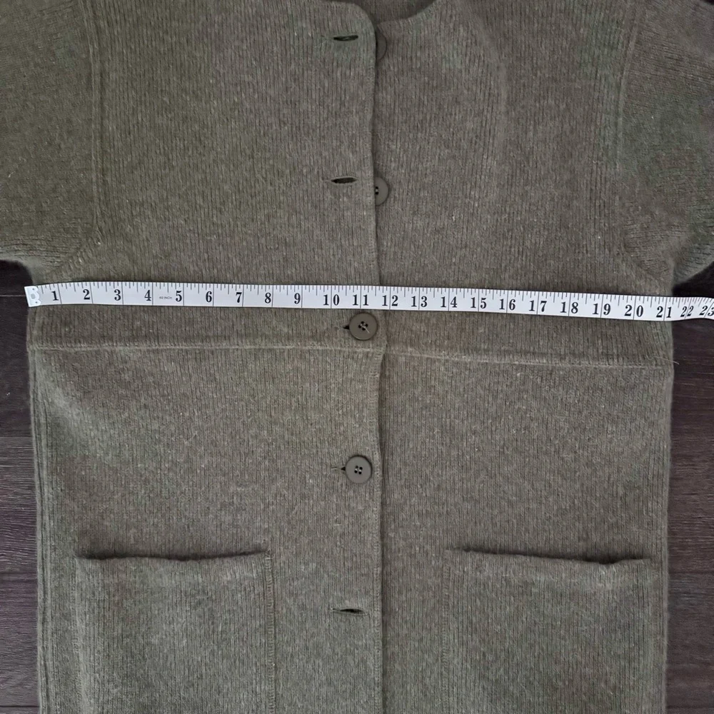Rodier France Wool Angora Long Cardigan Jacket Green Grey S/M Relaxed Fit - Picture 9 of 12